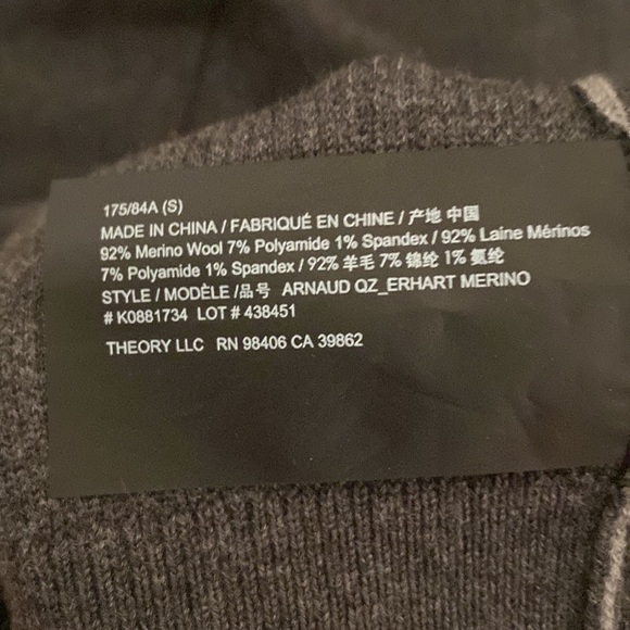 NWT Theory Arnaud Erhart Merino Wool Half Zip Pullover - Small - Picture 5 of 11